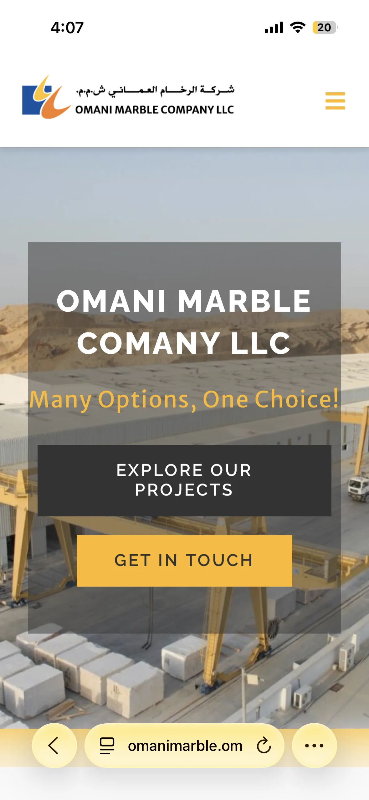 Oman Marble mobile website view